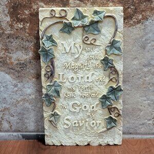 Plaster Wall Plaque Christian Inspirational Quote My Soul doth Magnify the Lord